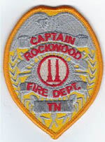 Rockwood, Tennessee  Fire Dept.  Captain  (Silver on gold, Badge Patch)