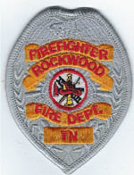Rockwood, Tennessee  Fire Dept.  Firefighter  (Gold on Silver, Badge Patch)