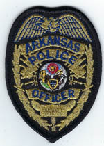 Arkansas Police Officer  Badge Patch  (Gold Mylar, Black Border)