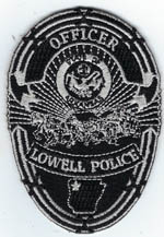 LOWELLARPOLICEBADGEPATCHOFFICERGRAYONBLACKSTD