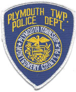 Plymouth Twp, Pennsylvania  PD.  (Blue Background, 4 inch high)